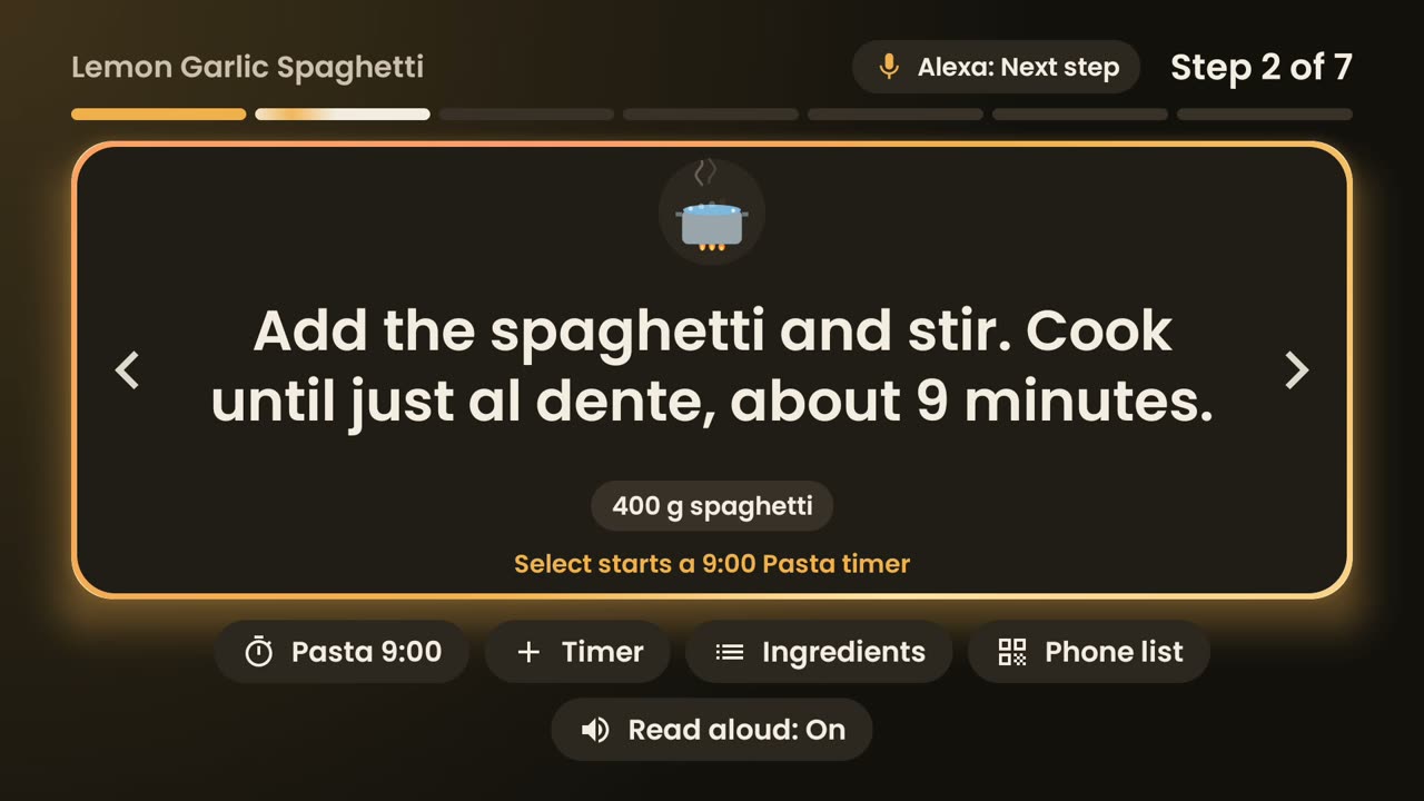 Alexa moving cooking mode to the next step
